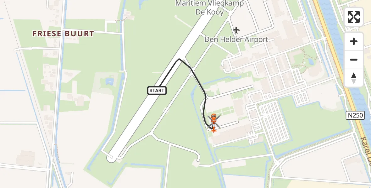 Vluchtroute Kustwachthelikopter Militair vliegveld De Kooy / Den Helder Airport - Militair vliegveld De Kooy / Den Helder Airport, 28 september 2026, 18:47