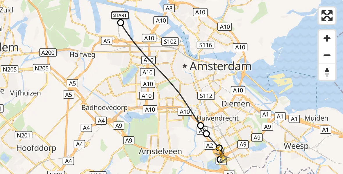 Vluchtroute Traumahelikopter Amsterdam Heliport - Amsterdam, 30 september 2026, 09:17