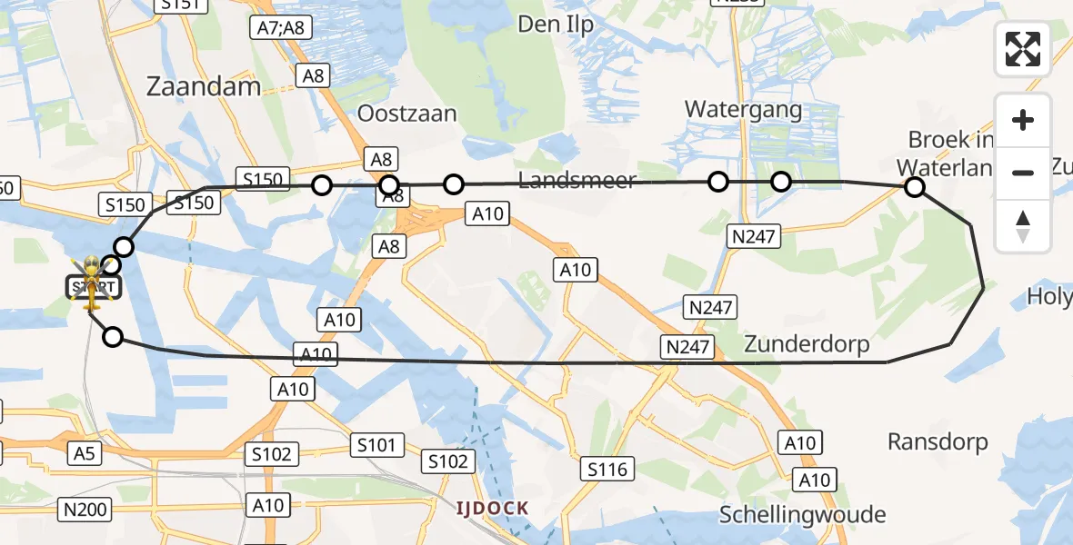 Vluchtroute Traumahelikopter Amsterdam Heliport - Amsterdam Heliport, 30 september 2026, 14:55