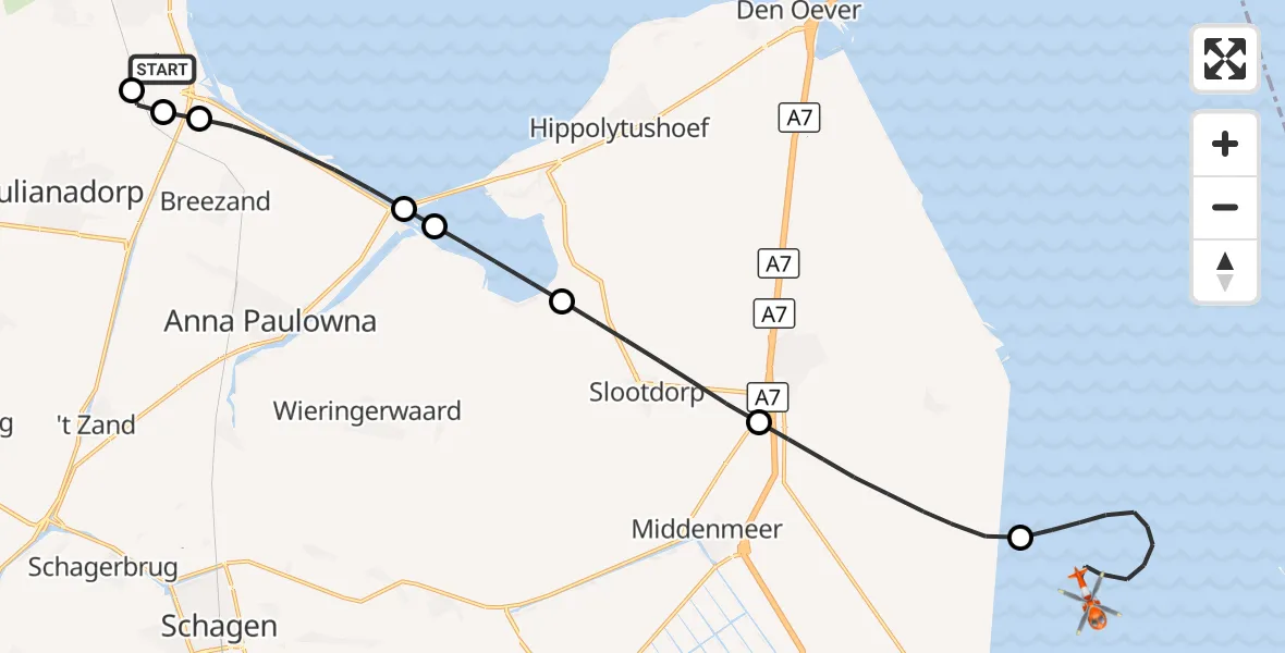 Vluchtroute Kustwachthelikopter Militair vliegveld De Kooy / Den Helder Airport - IJsselmeer, 30 september 2026, 16:15