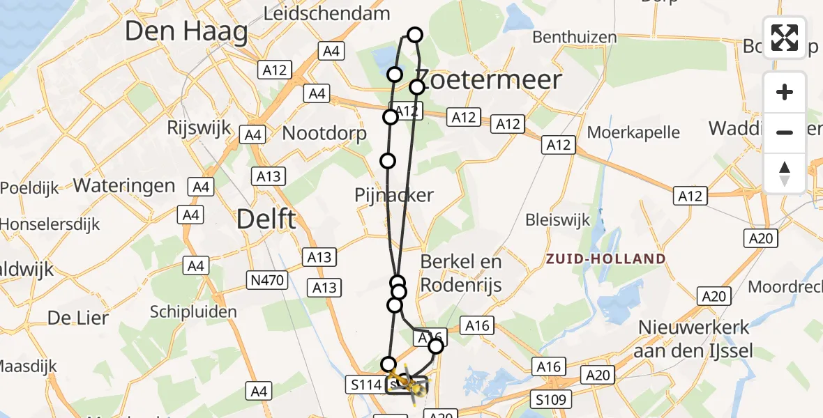 Vluchtroute Traumahelikopter Rotterdam The Hague Airport - Rotterdam The Hague Airport, 30 september 2026, 16:37