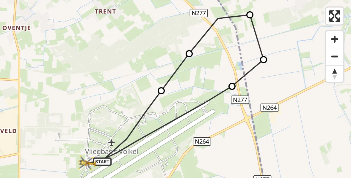 Vluchtroute Traumahelikopter Vliegbasis Volkel - Vliegbasis Volkel, 30 september 2026, 20:10