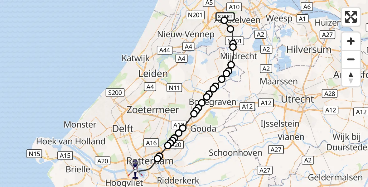 Vluchtroute Politiehelikopter Amsterdam Vliegveld Schiphol - Rotterdam, 01 oktober 2026, 05:56