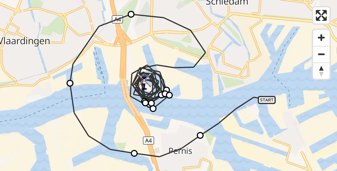 Vluchtroute Politiehelikopter Rotterdam - Schiedam, 01 oktober 2026, 07:19