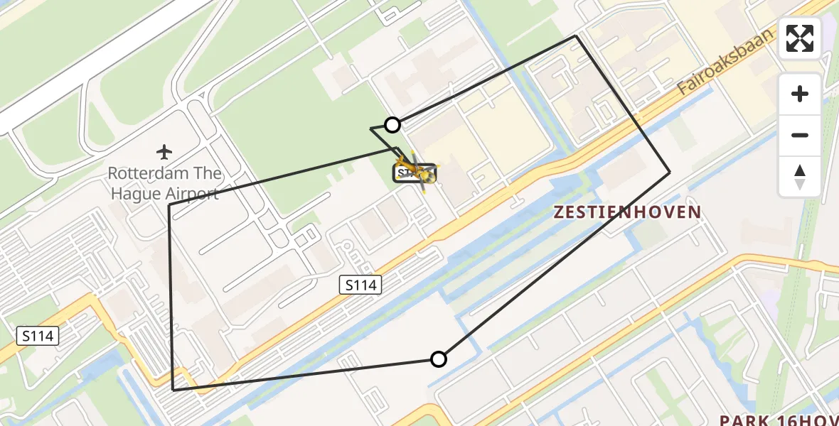 Vluchtroute Traumahelikopter Rotterdam The Hague Airport - Rotterdam The Hague Airport, 01 oktober 2026, 09:36