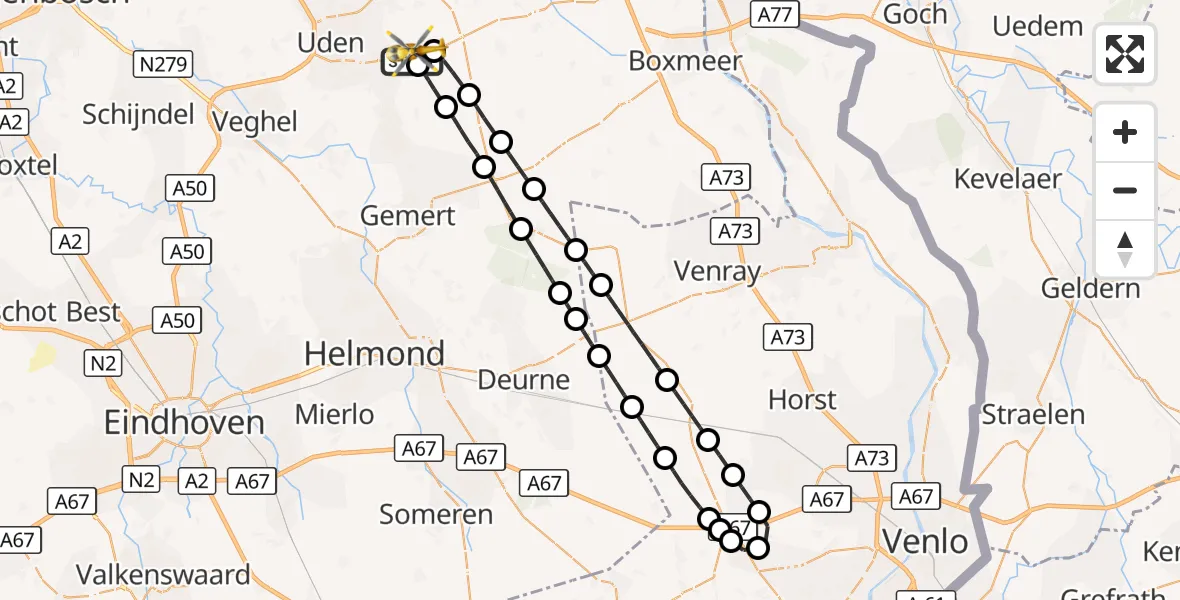 Vluchtroute Traumahelikopter Vliegbasis Volkel - Vliegbasis Volkel, 01 oktober 2026, 11:29