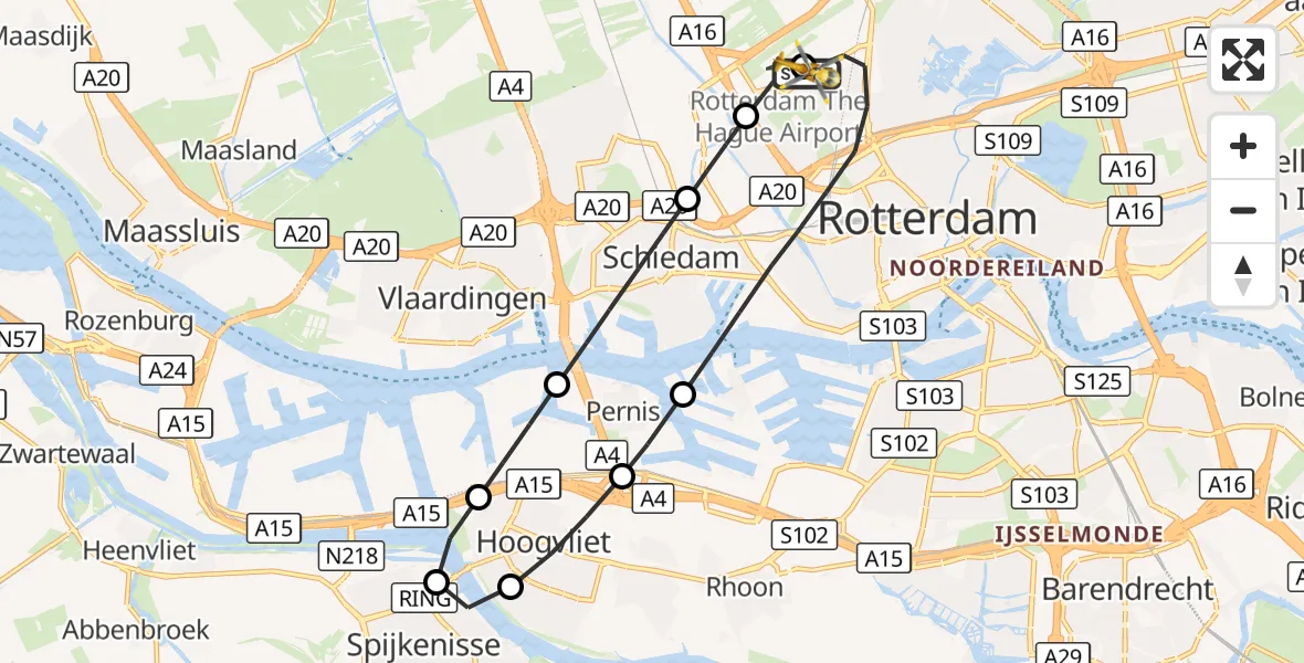 Vluchtroute Traumahelikopter Rotterdam The Hague Airport - Rotterdam The Hague Airport, 01 oktober 2026, 14:04