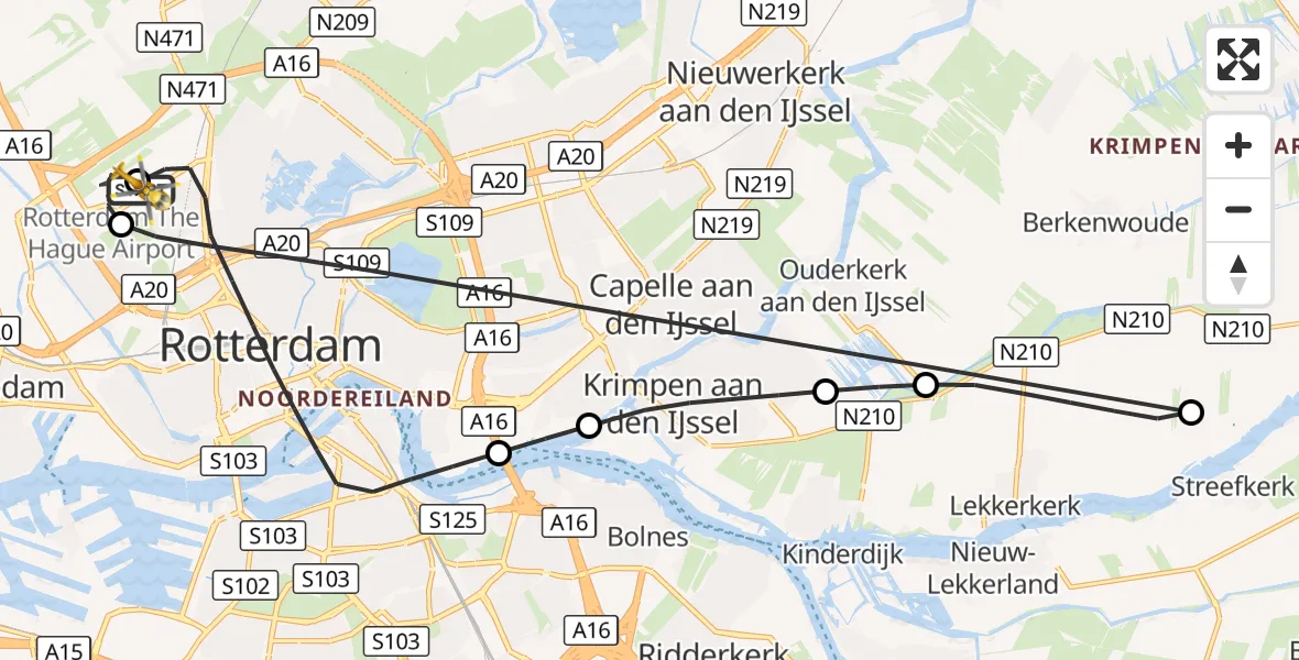 Vluchtroute Traumahelikopter Rotterdam The Hague Airport - Rotterdam The Hague Airport, 01 oktober 2026, 15:07