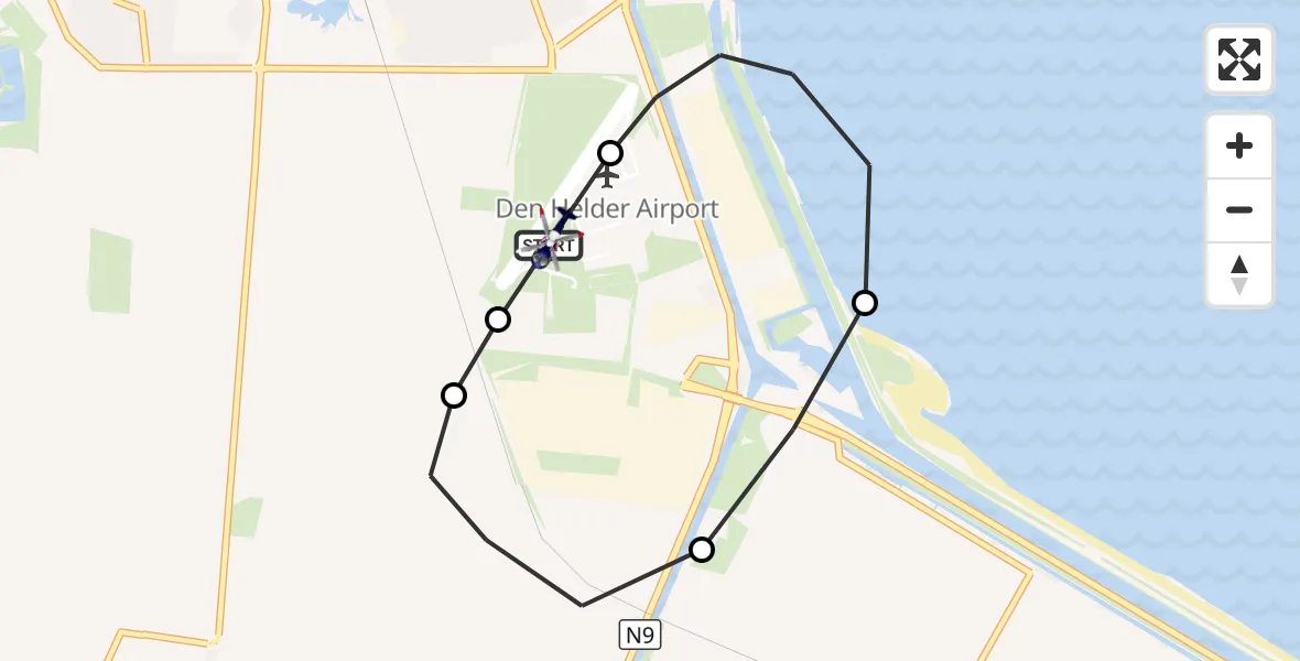 Vluchtroute Politiehelikopter Militair vliegveld De Kooy / Den Helder Airport - Militair vliegveld De Kooy / Den Helder Airport, 01 oktober 2026, 15:23