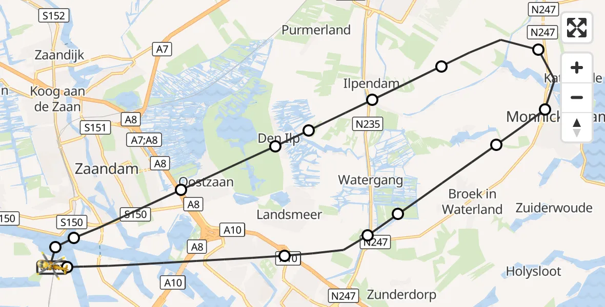 Vluchtroute Traumahelikopter Amsterdam Heliport - Amsterdam Heliport, 01 oktober 2026, 16:14