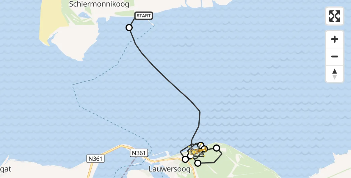 Vluchtroute Ambulancehelikopter Schiermonnikoog Heliport - Noordzee, 01 oktober 2026, 18:42