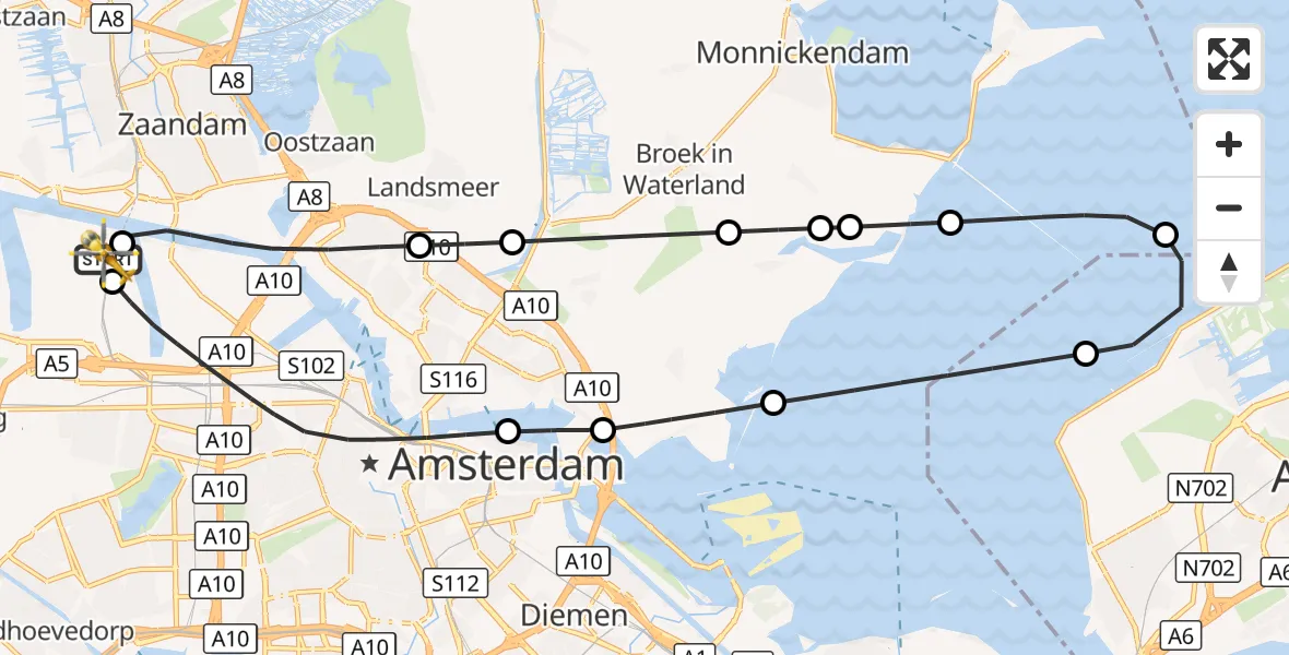 Vluchtroute Traumahelikopter Amsterdam Heliport - Amsterdam Heliport, 02 oktober 2026, 05:52