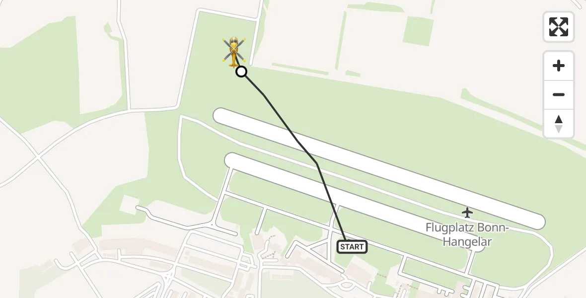 Vluchtroute Traumahelikopter Bonn-Hangelar Flugplatz - Sankt Augustin, 02 oktober 2026, 05:52