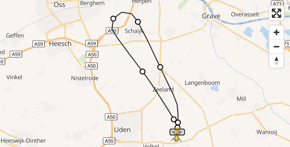 Vluchtroute Traumahelikopter Vliegbasis Volkel - Vliegbasis Volkel, 02 oktober 2026, 06:40