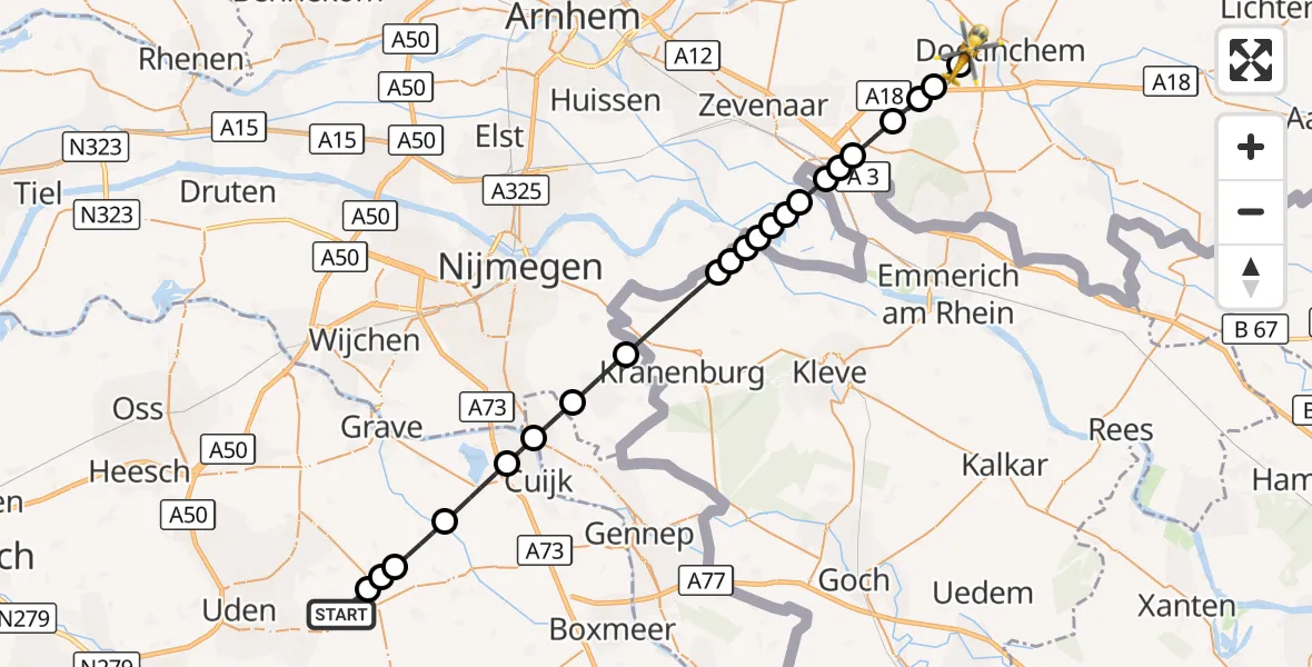 Vluchtroute Traumahelikopter Vliegbasis Volkel - Doetinchem, 02 oktober 2026, 07:55