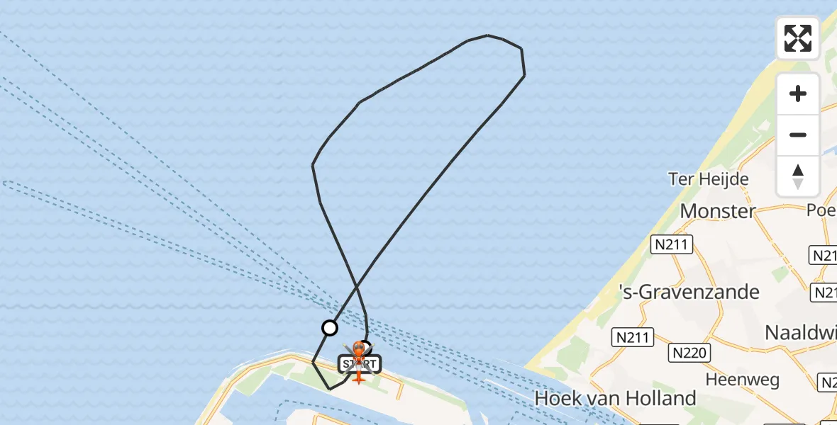 Vluchtroute Kustwachthelikopter Maasvlakte Rotterdam - Maasvlakte Rotterdam, 02 oktober 2026, 08:28