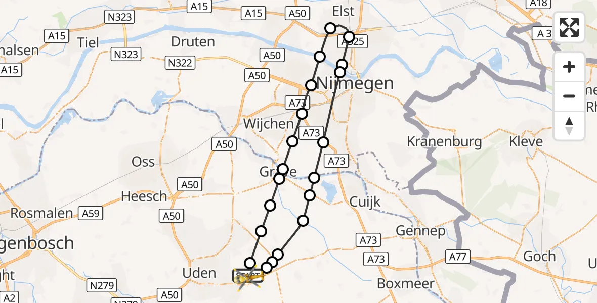 Vluchtroute Traumahelikopter Vliegbasis Volkel - Vliegbasis Volkel, 02 oktober 2026, 09:01