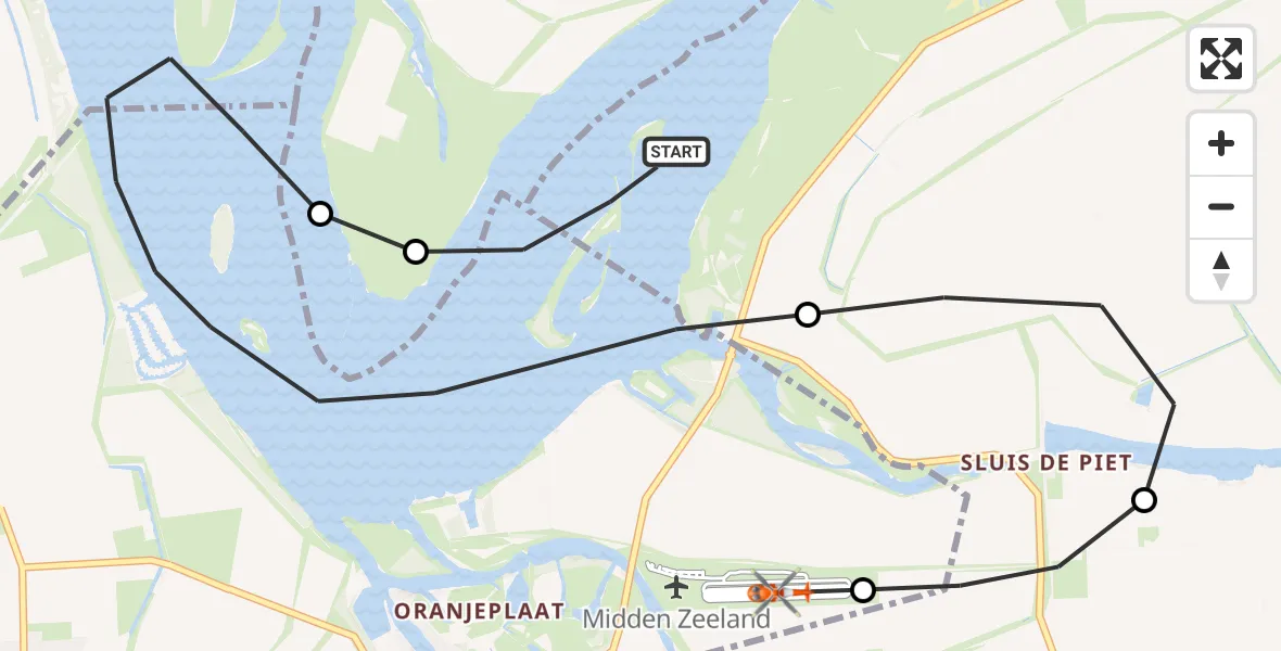 Vluchtroute Kustwachthelikopter Veerse Meer - Vliegveld Midden-Zeeland, 02 oktober 2026, 09:14