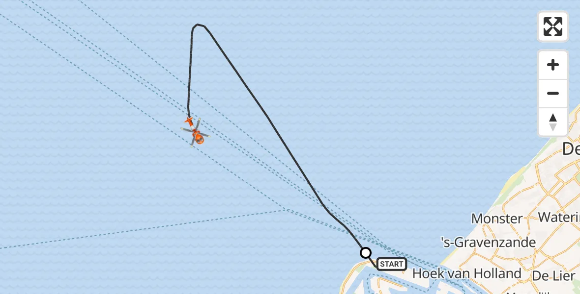 Vluchtroute Kustwachthelikopter Maasvlakte Rotterdam - Noordzee, 02 oktober 2026, 11:26