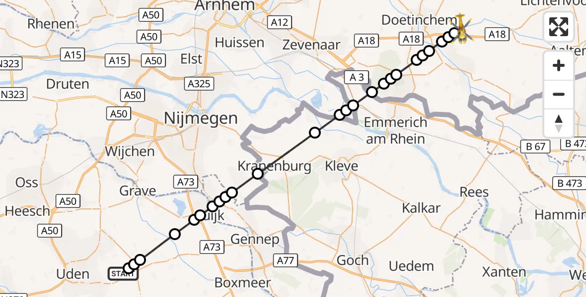 Vluchtroute Traumahelikopter Vliegbasis Volkel - Doetinchem, 02 oktober 2026, 11:57