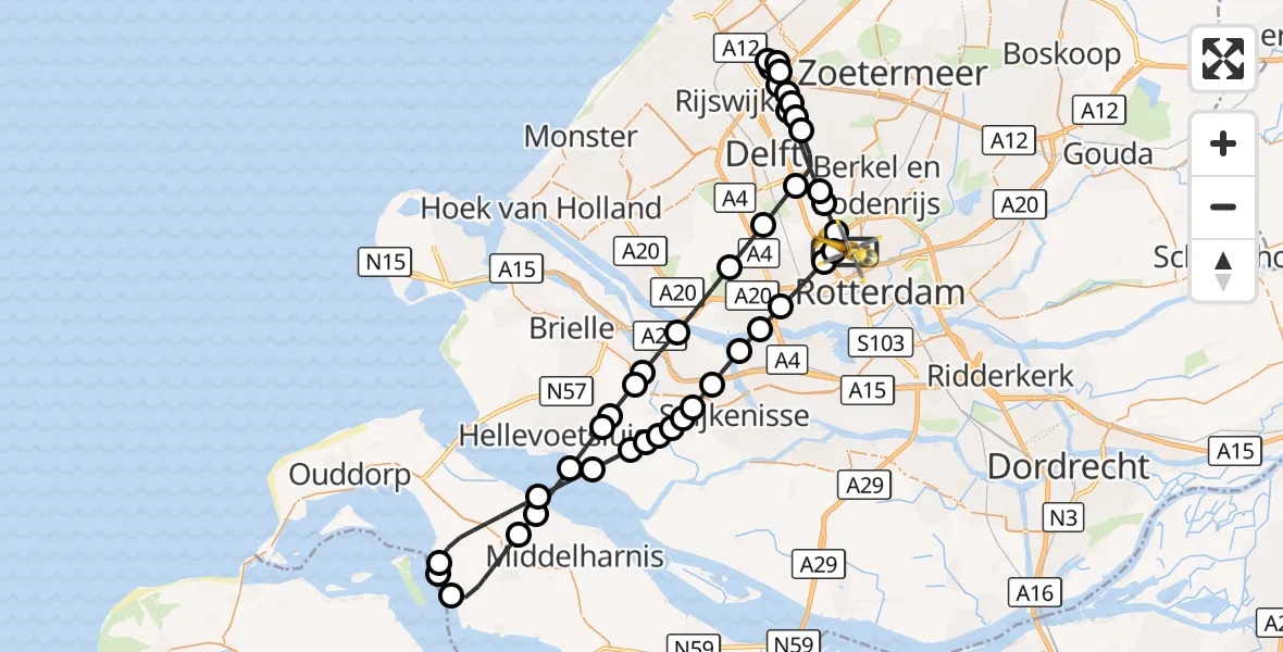 Vluchtroute Traumahelikopter Rotterdam The Hague Airport - Rotterdam The Hague Airport, 02 oktober 2026, 12:12