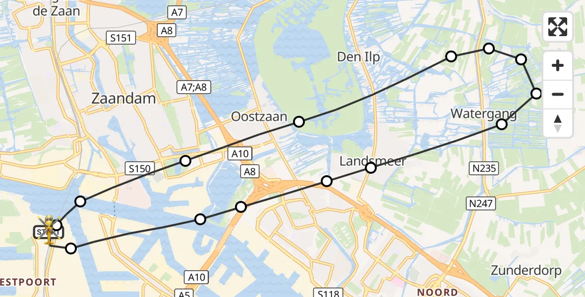 Vluchtroute Traumahelikopter Amsterdam Heliport - Amsterdam Heliport, 02 oktober 2026, 14:00
