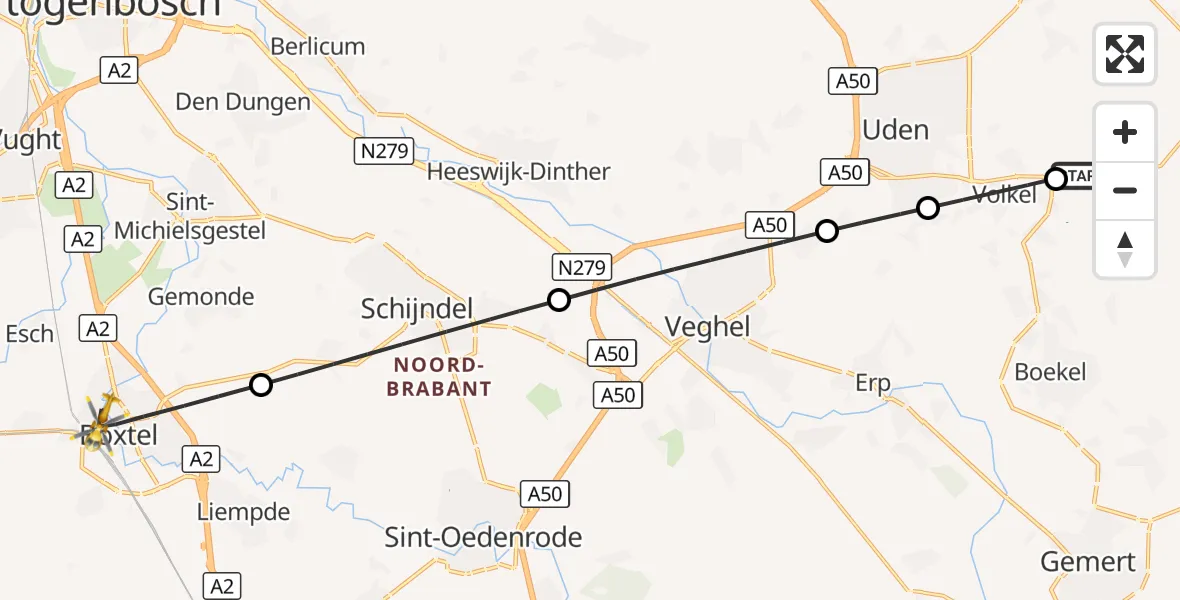 Vluchtroute Traumahelikopter Vliegbasis Volkel - Boxtel, 02 oktober 2026, 15:34