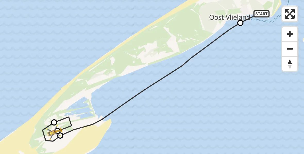 Vluchtroute Ambulancehelikopter Vlieland Heliport - Vliehors Shooting Range and Heliport, 02 oktober 2026, 18:44