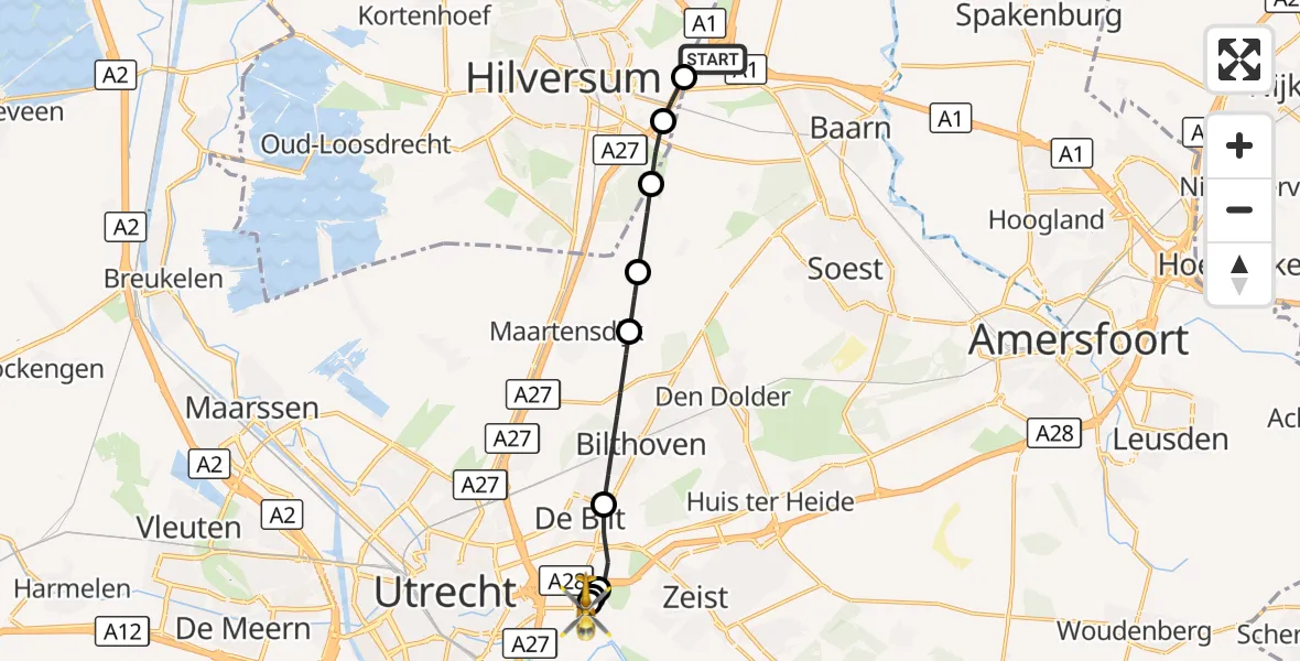 Vluchtroute Traumahelikopter Eemnes - Universitair Medisch Centrum Utrecht, 03 oktober 2026, 06:03
