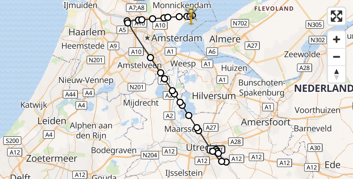 Vluchtroute Traumahelikopter Universitair Medisch Centrum Utrecht - Uitdam, 03 oktober 2026, 06:27