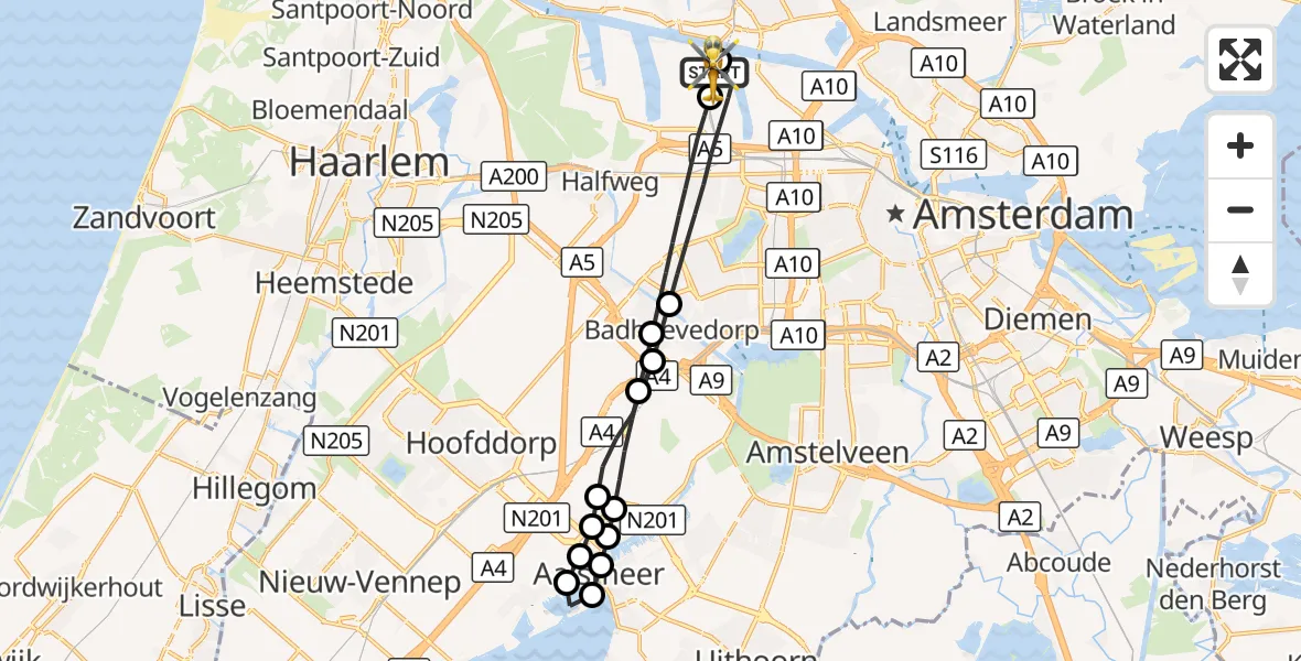 Vluchtroute Traumahelikopter Amsterdam Heliport - Amsterdam Heliport, 03 oktober 2026, 09:56
