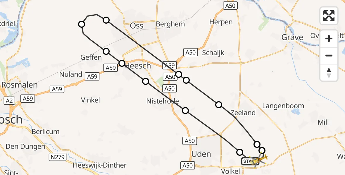 Vluchtroute Traumahelikopter Vliegbasis Volkel - Vliegbasis Volkel, 03 oktober 2026, 10:23