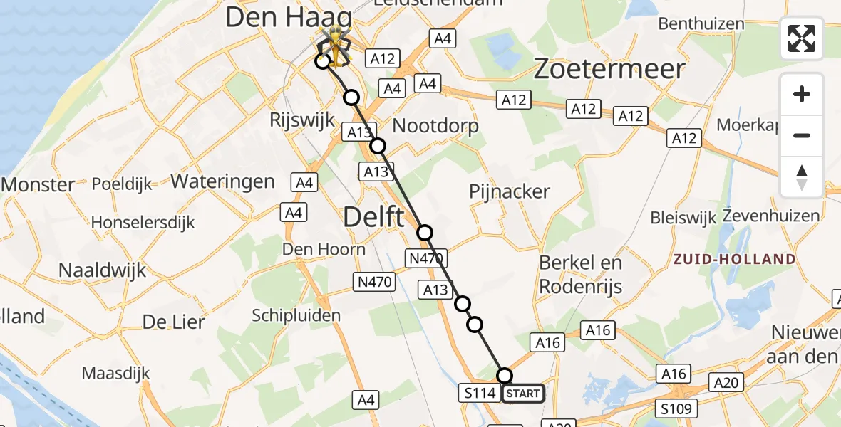 Vluchtroute Traumahelikopter Rotterdam The Hague Airport - 's-Gravenhage, 03 oktober 2026, 14:29
