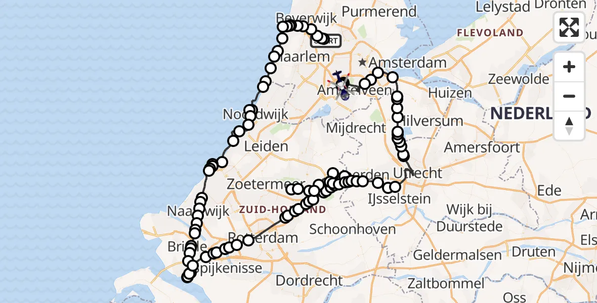 Vluchtroute Politiehelikopter Amsterdam - Amsterdam Vliegveld Schiphol, 03 oktober 2026, 15:07