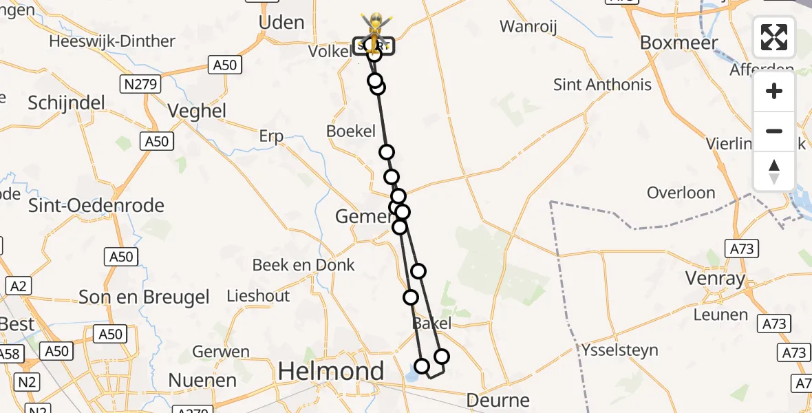 Vluchtroute Traumahelikopter Vliegbasis Volkel - Vliegbasis Volkel, 03 oktober 2026, 19:46