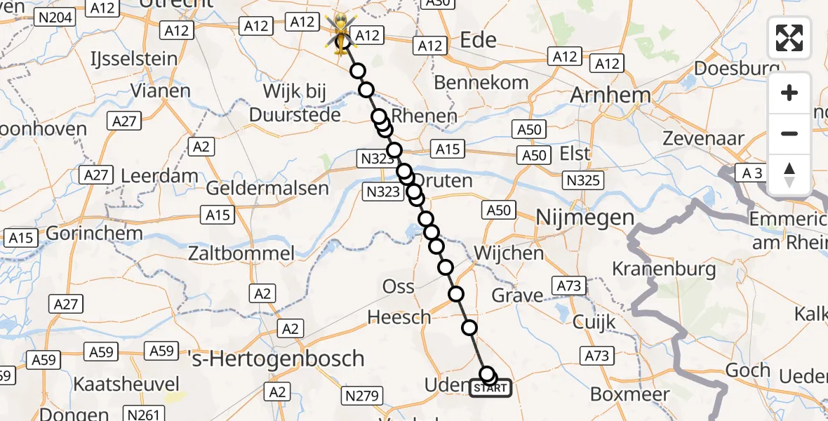 Vluchtroute Traumahelikopter Vliegbasis Volkel - Maarsbergen, 03 oktober 2026, 21:37
