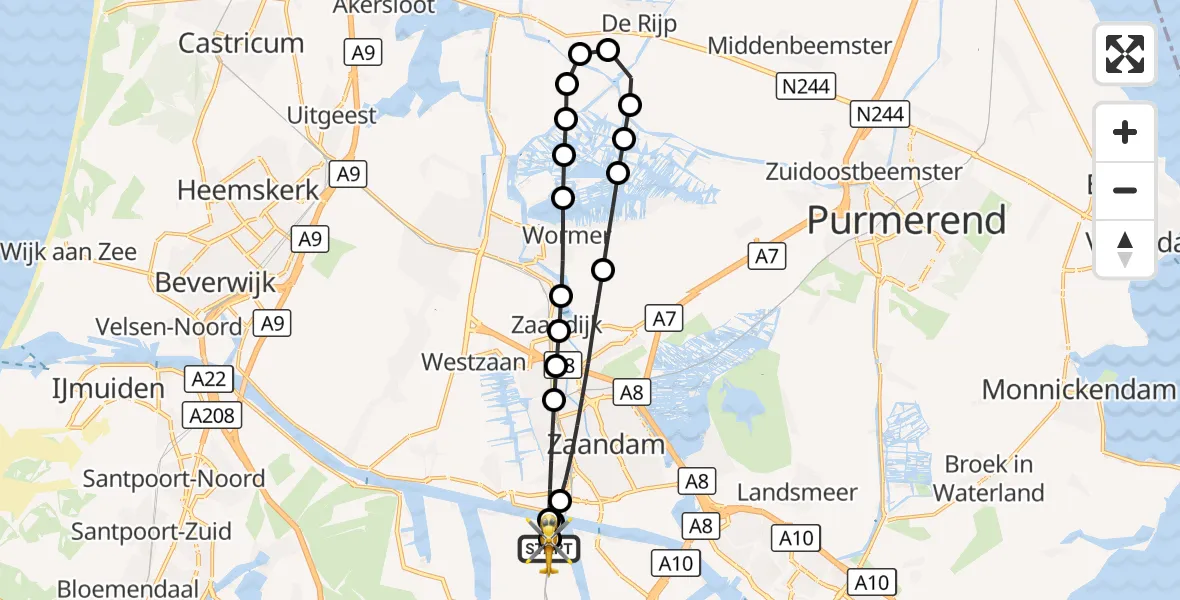 Vluchtroute Traumahelikopter Amsterdam Heliport - Amsterdam Heliport, 04 oktober 2026, 01:27