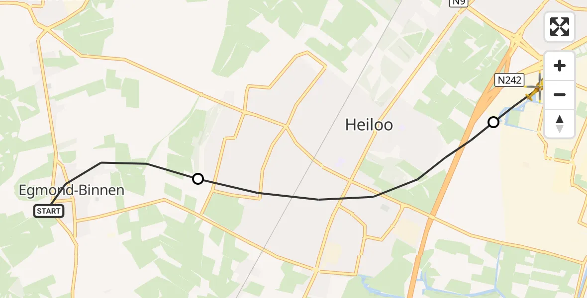 Vluchtroute Traumahelikopter Egmond-Binnen - Alkmaar, 04 oktober 2026, 03:58
