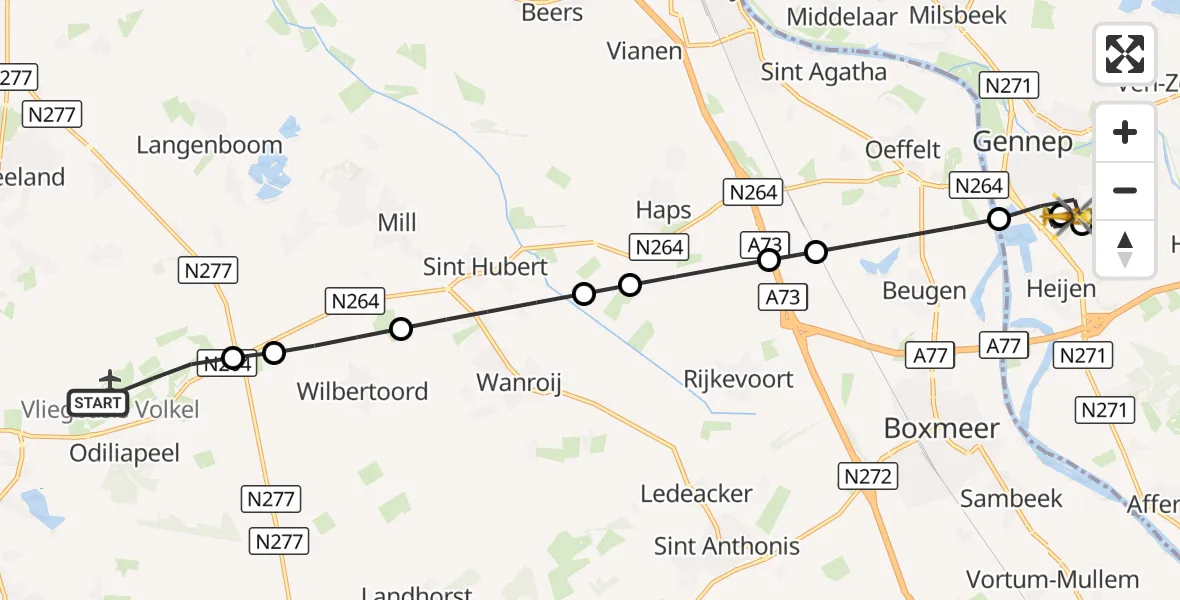 Vluchtroute Traumahelikopter Vliegbasis Volkel - Gennep, 04 oktober 2026, 06:03