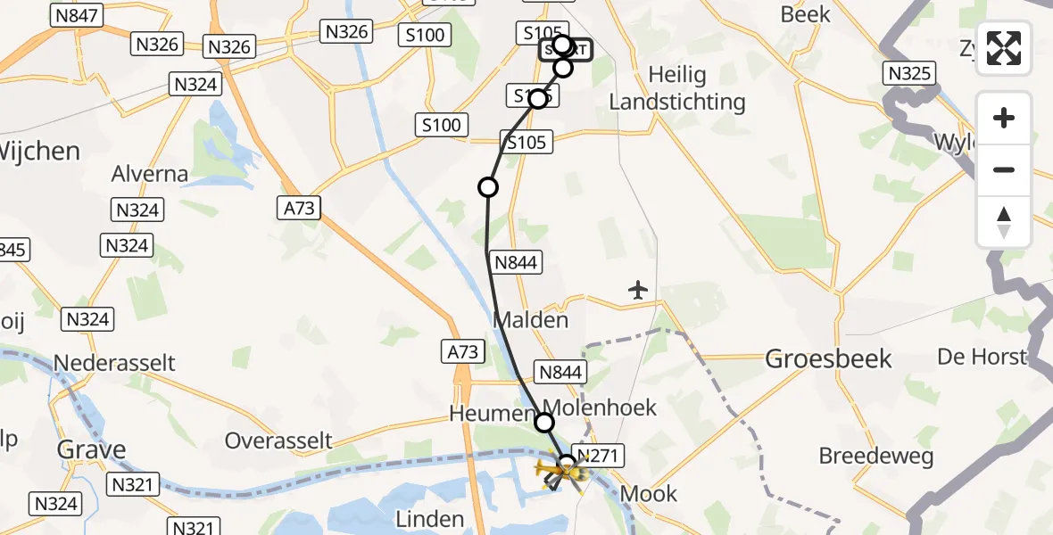Vluchtroute Traumahelikopter Radboud Universitair Medisch Centrum - Katwijk NB, 04 oktober 2026, 10:52