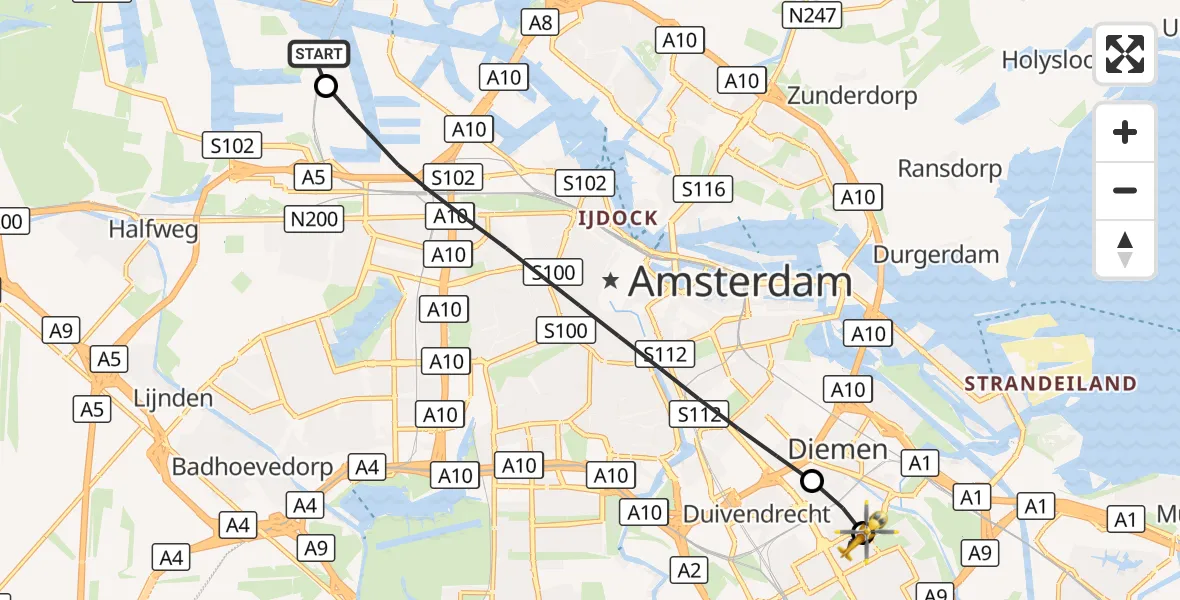 Vluchtroute Traumahelikopter Amsterdam Heliport - Amsterdam, 04 oktober 2026, 10:53