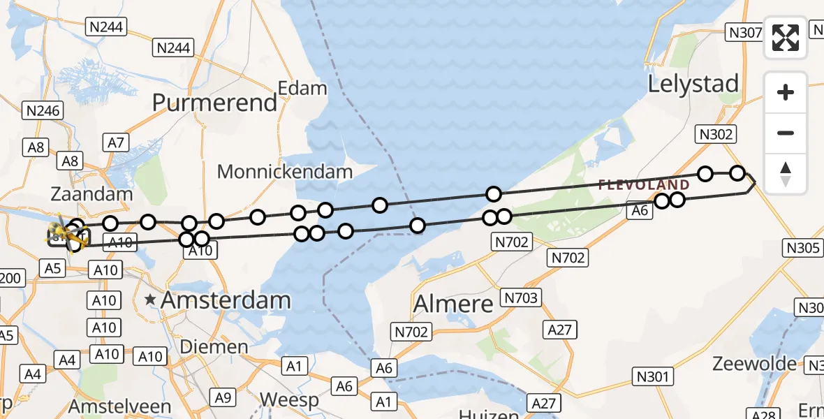 Vluchtroute Traumahelikopter Amsterdam Heliport - Amsterdam Heliport, 04 oktober 2026, 13:48