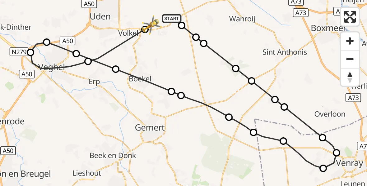 Vluchtroute Traumahelikopter Vliegbasis Volkel - Vliegbasis Volkel, 04 oktober 2026, 15:06