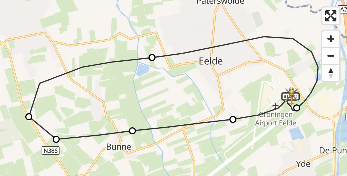 Vluchtroute Traumahelikopter Groningen Airport Eelde - Groningen Airport Eelde, 04 oktober 2026, 18:57