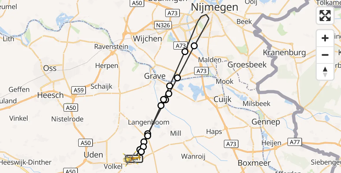 Vluchtroute Traumahelikopter Vliegbasis Volkel - Vliegbasis Volkel, 04 oktober 2026, 20:11