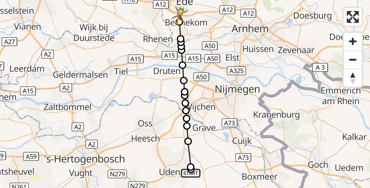 Vluchtroute Traumahelikopter Vliegbasis Volkel - Bennekom, 05 oktober 2026, 02:32