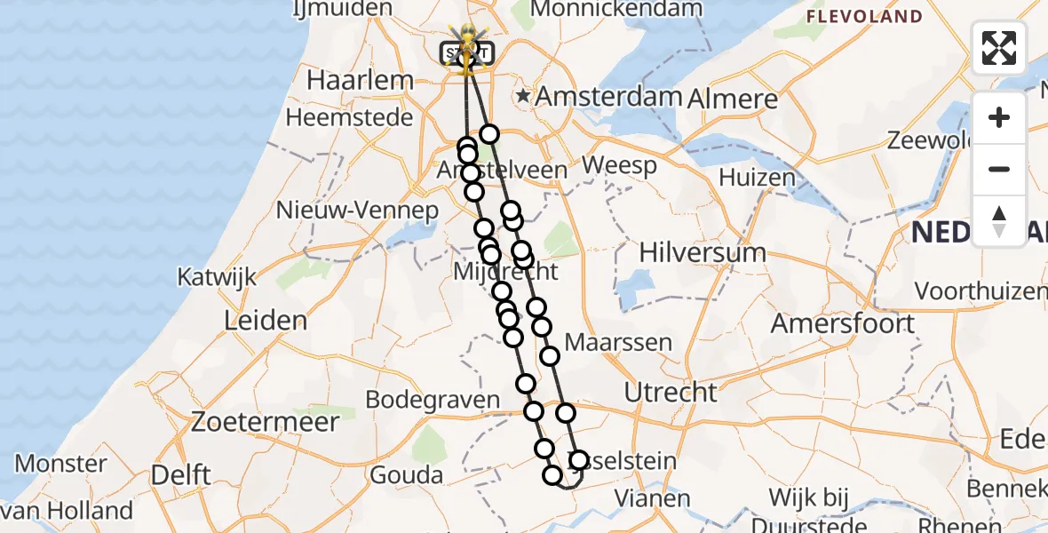 Vluchtroute Traumahelikopter Amsterdam Heliport - Amsterdam Heliport, 05 oktober 2026, 05:42