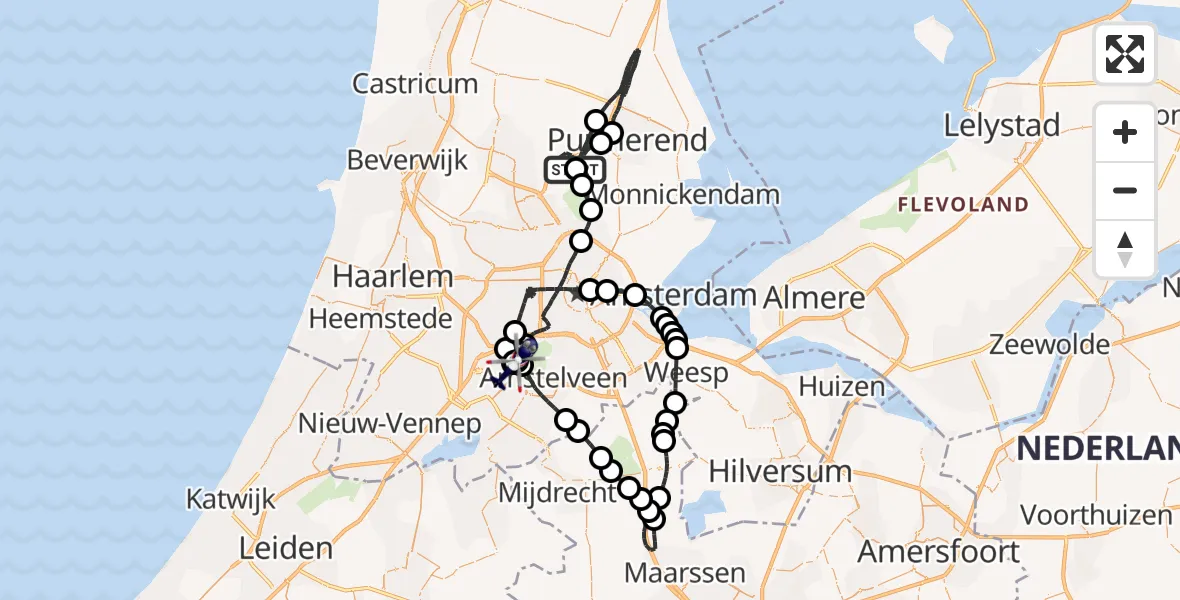 Vluchtroute Politiehelikopter Wijdewormer - Amsterdam Vliegveld Schiphol, 05 oktober 2026, 08:07