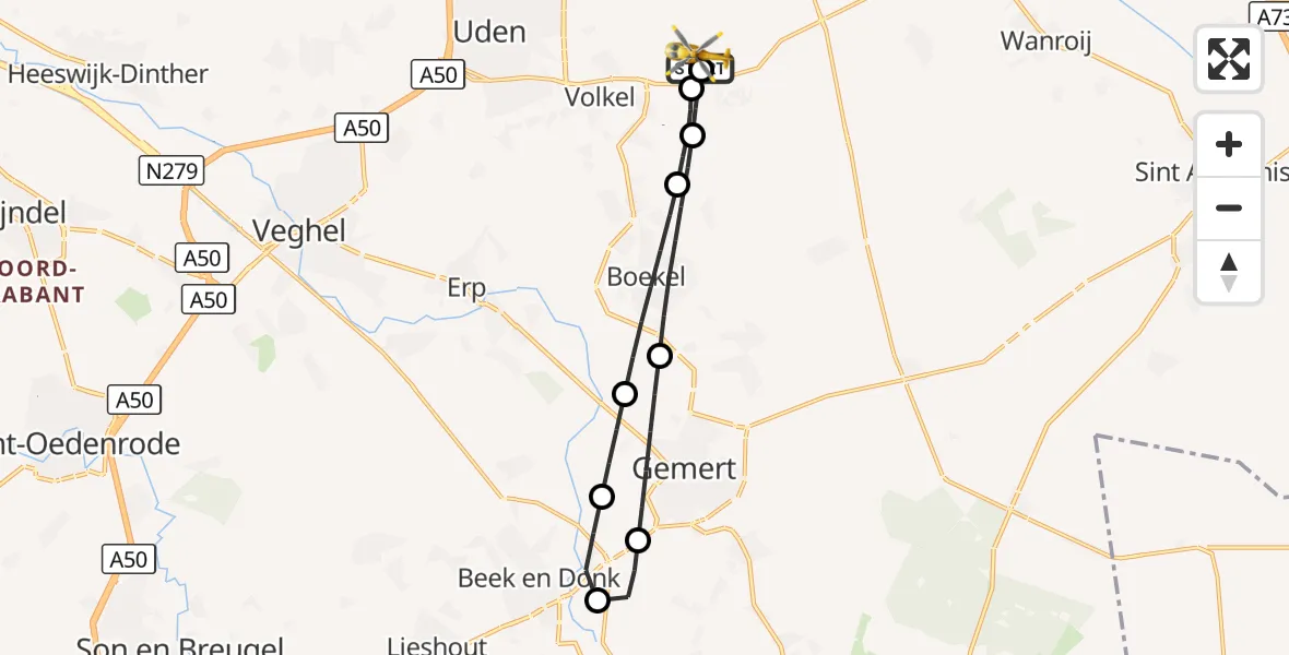 Vluchtroute Traumahelikopter Vliegbasis Volkel - Vliegbasis Volkel, 05 oktober 2026, 08:39