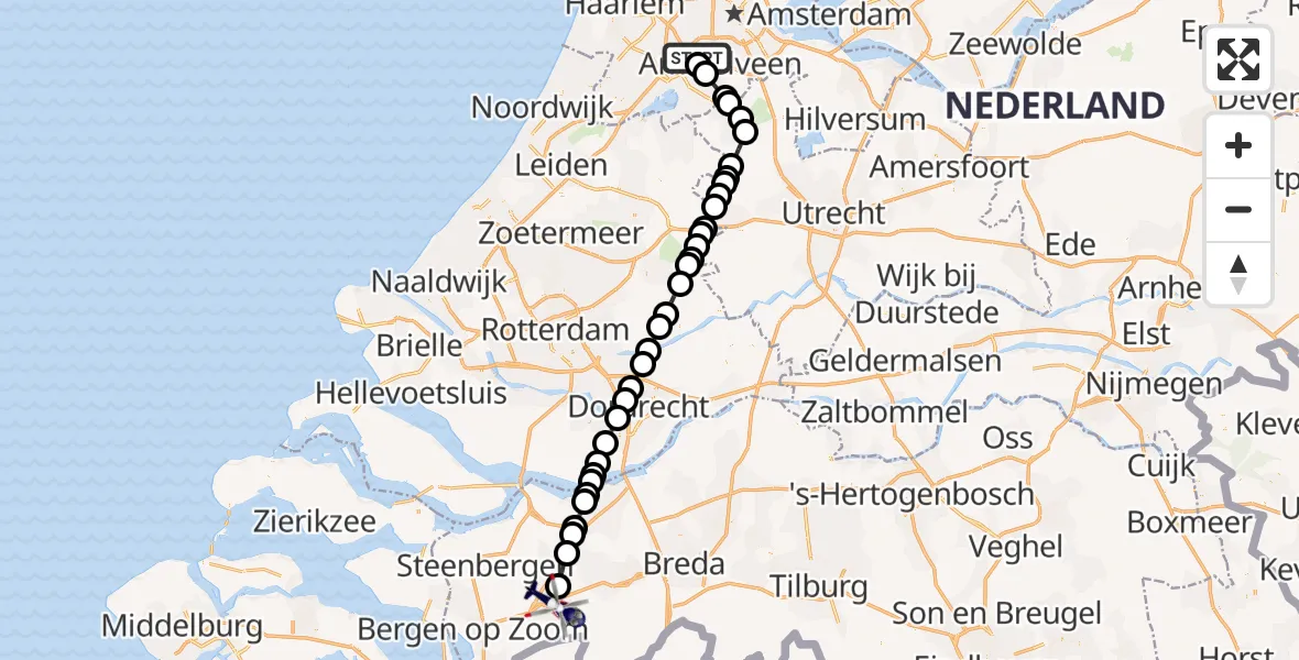 Vluchtroute Politiehelikopter Amsterdam Vliegveld Schiphol - Roosendaal, 05 oktober 2026, 08:41